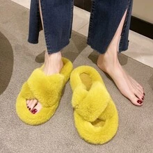 Của phụ nữ Mới Giải trí Mùa Thu /đông Chống trượt Dép đi trong nhà - Màu vàng - Xem 3