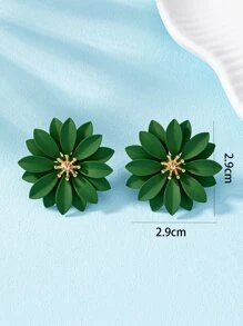 1 cặp hoa tai kim loại và ngọc trai giả dễ thương sáng tạo thích hợp đeo hàng ngày cho ngày lễ tình nhân, mẹ, mẹ, ngày của mẹ, quà tặng - màu xanh lá - Xem 3