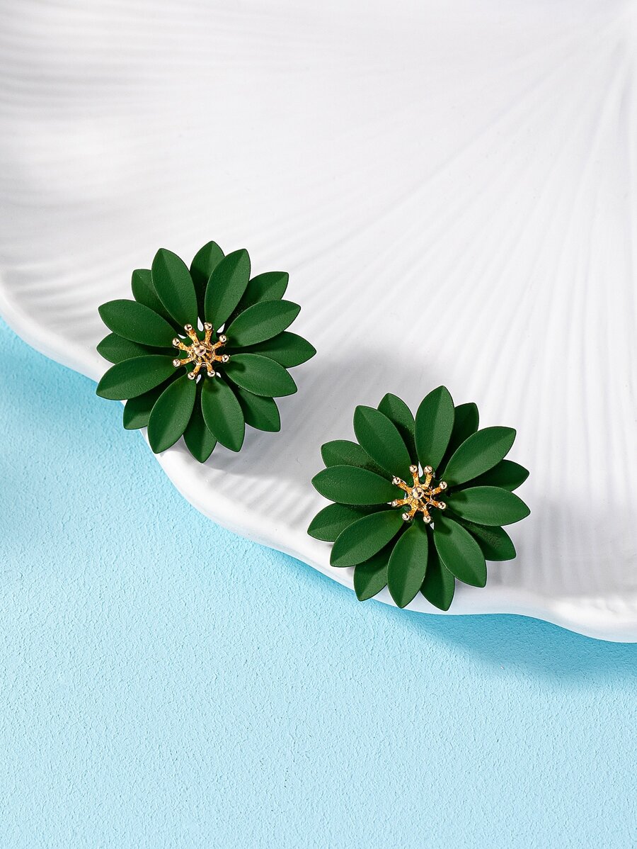 1 cặp hoa tai kim loại và ngọc trai giả dễ thương sáng tạo thích hợp đeo hàng ngày cho ngày lễ tình nhân, mẹ, mẹ, ngày của mẹ, quà tặng - màu xanh lá - Xem 1