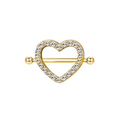 1入組歐美風格合金心形鏤空胸部圓環裝飾用品適用於每天穿戴適合女士