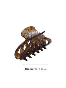 復古髮夾造型時尚，醋酸豹紋髮夾，女性優雅休閒款大尺寸 - 棕色 - 查看 3