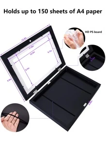 黑色翻蓋式相框收納盒,適用於兒童美術作品 - 黑色 - 查看 4