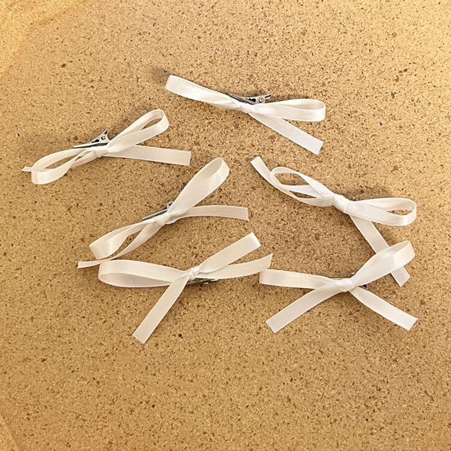 Cute 6pcs/Set Women's White Ribbon Braided Hair Clip With Small Bow, Suitable For Daily Use - White - View 1