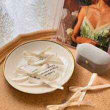 Cute 6pcs/Set Women's White Ribbon Braided Hair Clip With Small Bow, Suitable For Daily Use - White - View 2