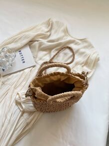 Minimalist Small,Women Bags For Vacation,Holiday,Straw Purse,Straw Beach Bag,Beach Necessities,Beach Essentials,Beach Stuff & Summer Essentials, Best Women Bag For Beach Vibes, Wicker Bag - Khaki - View 11