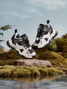 Balabala Giày chạy bộ ngoài trời thường ngày thoải mái ấm áp phối màu mùa đông Unisex - Đen và trắng - Xem 1