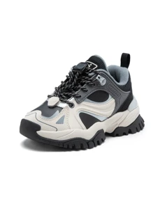 Balabala Giày chạy bộ ngoài trời thường ngày thoải mái ấm áp phối màu mùa đông Unisex - Đen và trắng - Xem 3