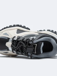 Balabala Giày chạy bộ ngoài trời thường ngày thoải mái ấm áp phối màu mùa đông Unisex - Đen và trắng - Xem 4