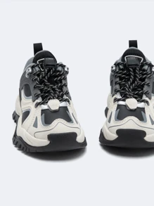 Balabala Giày chạy bộ ngoài trời thường ngày thoải mái ấm áp phối màu mùa đông Unisex - Đen và trắng - Xem 6