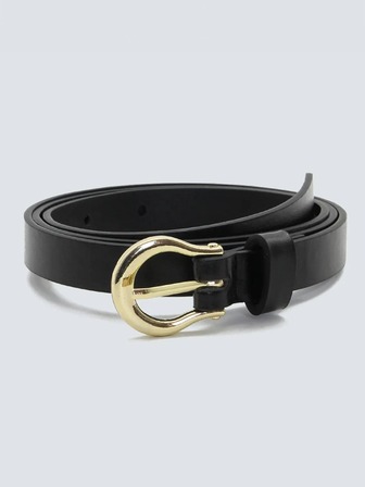 1入組黑色薄腰皮帶適合女士