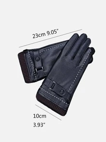 1 雙女式冬季 Pu 皮手套,適合騎車和騎行,厚實保暖,適合滑雪等戶外活動和保暖 - 黑色 - 查看 5