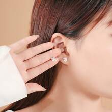 1對時尚豪華s925純銀粉色花瓣、心形及三葉草形耳釘,適合女性日常佩戴,感恩節和聖誕節禮物,送給朋友、家人和長輩