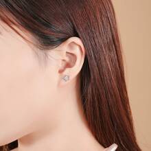 1對時尚豪華s925純銀粉色花瓣、心形及三葉草形耳釘,適合女性日常佩戴,感恩節和聖誕節禮物,送給朋友、家人和長輩