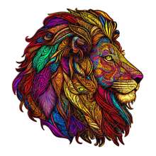 成人印象木质拼图狮子形动物拼图不对称拼图生日礼物圣诞礼物独特礼物 - 杏色 - 查看 1