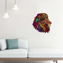 成人印象木质拼图狮子形动物拼图不对称拼图生日礼物圣诞礼物独特礼物 - 杏色 - 查看 3