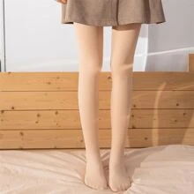 200g Ladies' High Waist Slim Fit Solid Color Nylon Tights With Elasticity, Warm Wool Inner-Lining, And Thickening, Autumn And Winter Wear - Apricot - View 7