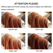 Lifein Boho Throw Blanket For Couch-Soft Rust Farmhouse Throw Blanket,Cozy Waffle Knit Throw Blanket,Small Lightweight Blankets&Throws For Bed,Chair,Sofa,Room,Home Decor,Fall(Orange Rust,50*60in 1pc) - Maroon - View 3