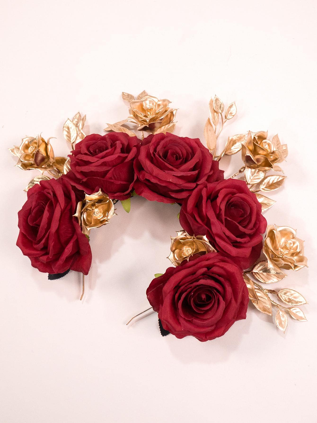 Handmade Dark Red Rose Halloween Day Of The Dead Festival Flower Crown