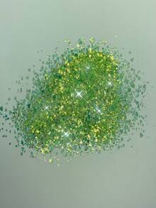 1盒六邊形,,圓形,愛心形狀綠色&混色鐳射寵物指甲金蔥粉,金色洋蔥粉末狀指甲裝飾