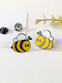 2入組蜜蜂搪瓷胸針,左右兩側的翻領徽章配件 - 彩色 - 查看 3