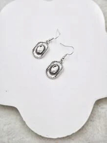 1 Đôi Vintage Mũ Cao Bồi Miền Tây Hình Bông Tai Giọt, Bông Tai Phong Cách Cao Bồi Retro - Màu Bạc Cổ - Xem 3