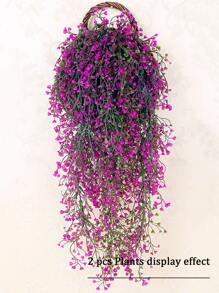 78 厘米/30.71 英寸 人造五叉金色印花柳树壁挂塑料藤蔓，带人造叶子，无篮子，情人节，礼物 - 紫色 - 查看 1