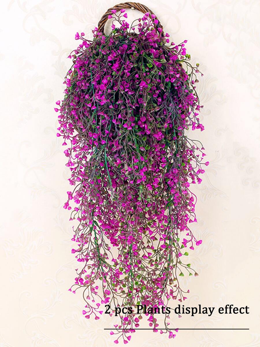 78 厘米/30.71 英寸 人造五叉金色印花柳树壁挂塑料藤蔓，带人造叶子，无篮子，情人节，礼物 - 紫色 - 查看 1