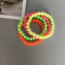 透明可愛的荧光四色珠子手鏈 - 彩色 - 查看 3