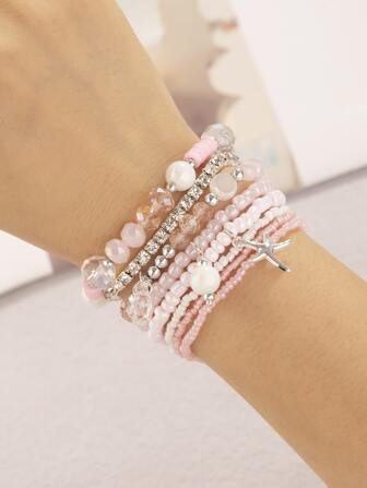 8 Piezas/set Popular Pulsera De Cuentas De Arroz Con Colores De Caramelo