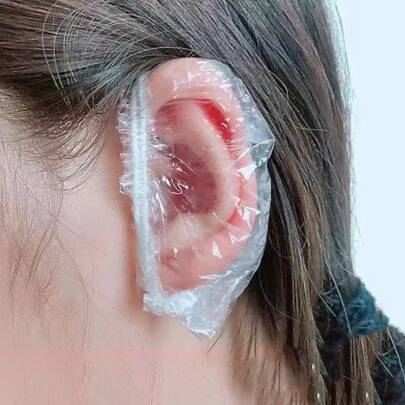 10/100pcs (One Size) Waterproof Ear Covers And Shower Caps, Disposable Transparent Waterproof Ear Covers And Shower Caps For Hair Dyeing And Bathing. The Ear Covers Can Keep Your Ears Dry And When Taking A Shower, Dyeing Hair, Or Going To The Salon.