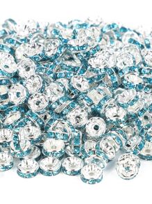 50pcs Copper Rhinestone Rings For Diy Projects, 4-10mm - Baby Blue - View 2