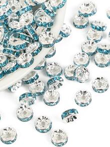 50pcs Copper Rhinestone Rings For Diy Projects, 4-10mm - Baby Blue - View 4