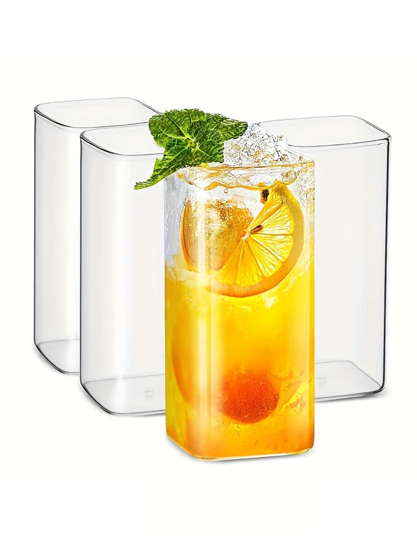1 件/4 件，300 毫升/500 毫升透明方形玻璃苏打水/饮料/牛奶/谷物杯 - 無色 - 查看 1