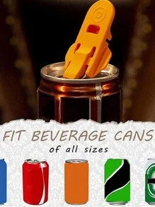 2 Pcs Cola Shield and Soda Protector for Family, Plastic Tab Can Openers for Pop, Beer or Soda, Anti Bug and Fly Beverage Barricade Protects Cold Drinks from Bees at Picnic, BBQ, Random Color - Random Color - View 5