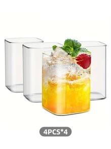 1 件/4 件，300 毫升/500 毫升透明方形玻璃苏打水/饮料/牛奶/谷物杯 - 無色 - 查看 4