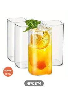 1 件/4 件，300 毫升/500 毫升透明方形玻璃苏打水/饮料/牛奶/谷物杯 - 無色 - 查看 6