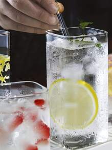 1 件/4 件，300 毫升/500 毫升透明方形玻璃苏打水/饮料/牛奶/谷物杯 - 無色 - 查看 8