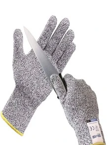 1 Pair Of Level 5 Cut Resistant Gloves - Grey - View 2