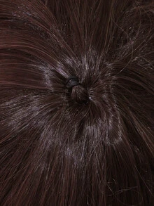 Peluca sintética cosplay corto recto con tupe - Marrón - Ver 7