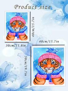 卡通老虎5d鑽石畫馬賽克鑽石貼紙,現代藝術刺繡全圓形馬賽克鑲嵌壁飾,適用於家居客廳 - 彩色 - 查看 4