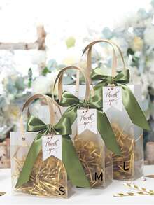 5 chiếc nơ trang trí túi quà - màu xanh lá - Xem 2