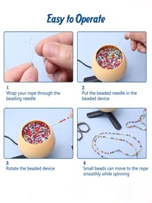 2pcs Stainless Steel Crochet Hooks & Bead Threader, Easy-to-use Tools For Diy Jewelry Making - Silver - View 3