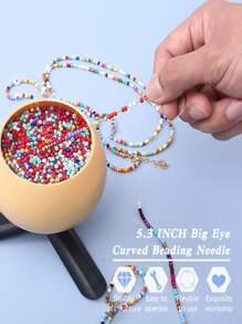 2pcs Stainless Steel Crochet Hooks & Bead Threader, Easy-to-use Tools For Diy Jewelry Making - Silver - View 5