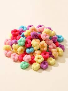 100pcs Infant Hair Ties That Won't Hurt The Baby's Head, Thumb Ring Style Love Valentine - Multicolor - View 1