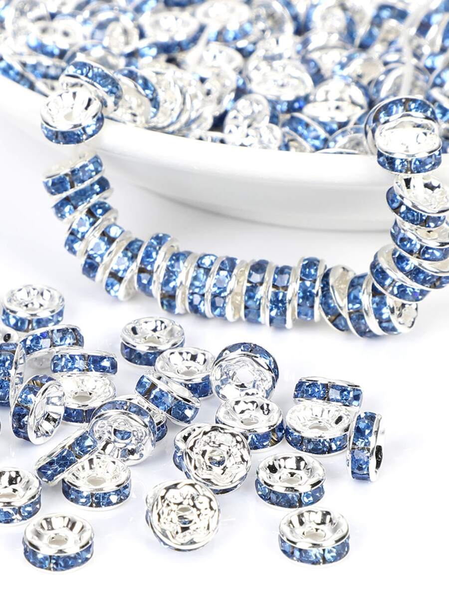 50pcs Copper Cubic Zirconia Spacer Beads For Diy Jewelry Making 4-10mm