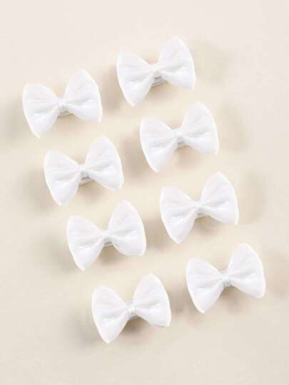 8pcs White Bow Hair Clips For Children, Chic Bow Shaped Hair Accessories For Daily Use Love Valentine