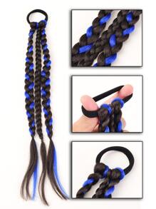 1 Peça Azul Trançado Sintético Aplique De Cabelo Elástico De Cabelo Para Garotas , Adequado Para Vida Diária Ou Role Play