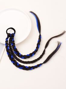 1 Peça Azul Trançado Sintético Aplique De Cabelo Elástico De Cabelo Para Garotas , Adequado Para Vida Diária Ou Role Play