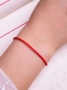 1pc Simple And Stylish Red Handmade Braided Lucky Bracelet, Suitable As A Gift For Girls