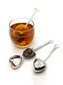 1 cái Dụng cụ lọc trà hình trái tim bằng thép không gỉ, Bộ lọc trà văn phòng, Dụng cụ ngâm gia vị, Ấm trà kiểu ép Quay lại trường học - Bạc - Xem 1